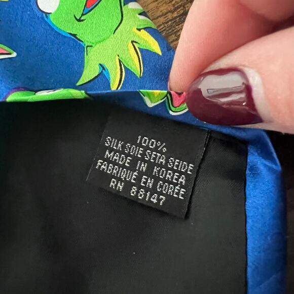 Jim Henson's Kermit the Frog Collection Blue Green 100% Silk Tie Vintage Mint - Picture 4 of 5